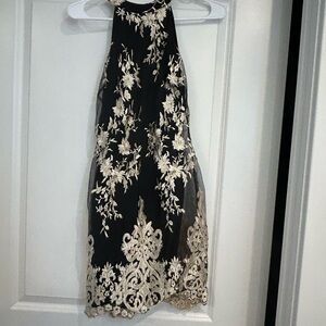 Charlotte Russe Black and Cream Floral Mini Dress